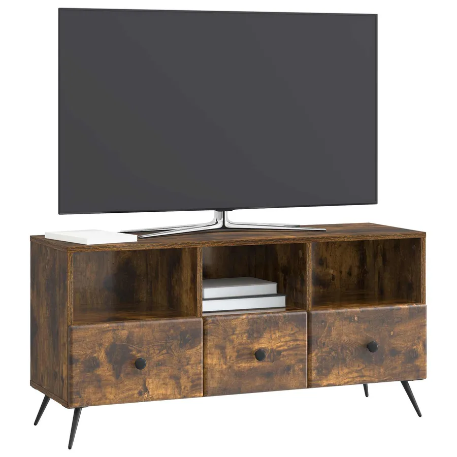Meuble TV Chêne fumé 102 x 34,5 x 50 cm Bois d'ingénierie - 3