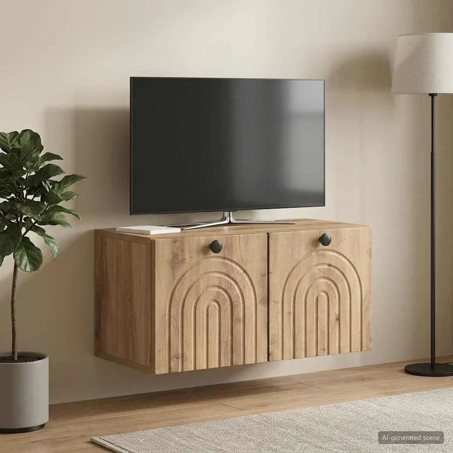 Meuble TV mural 59,5 x 31 x 30 cm Chêne artisanal - 4