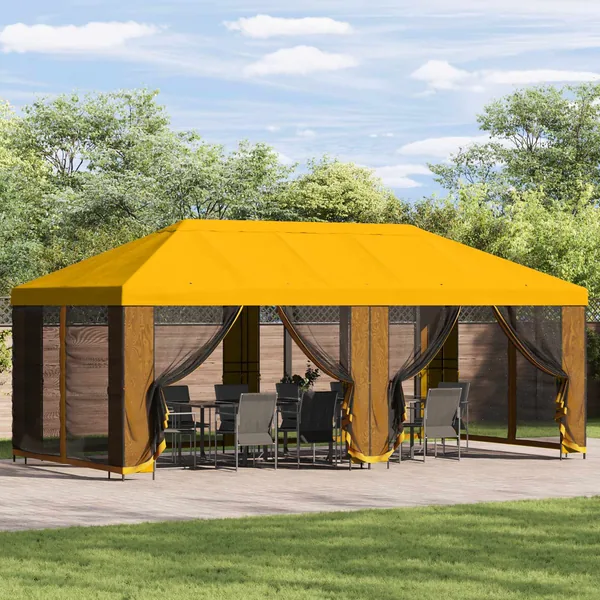 Housse de tonnelle avec murs latéraux Jaune 600,5 x 300,5 cm