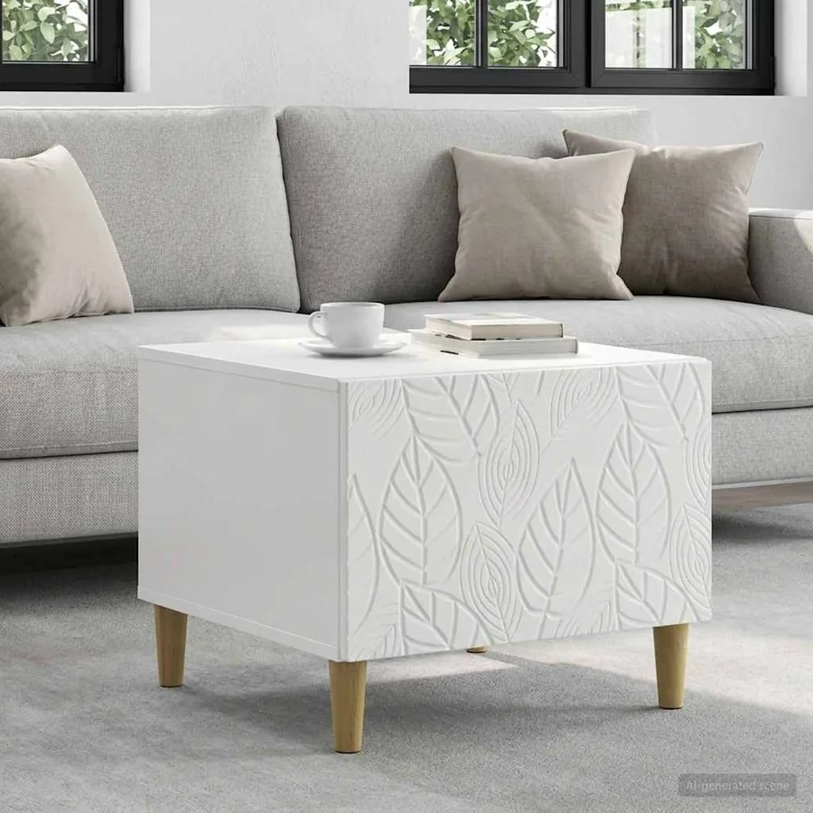 Table basse Blanc brillant 50 x 49 x 40 cm Bois d'ingénierie