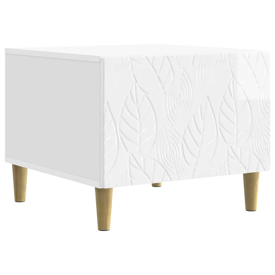 Table basse Blanc brillant 50 x 49 x 40 cm Bois d'ingénierie - 2