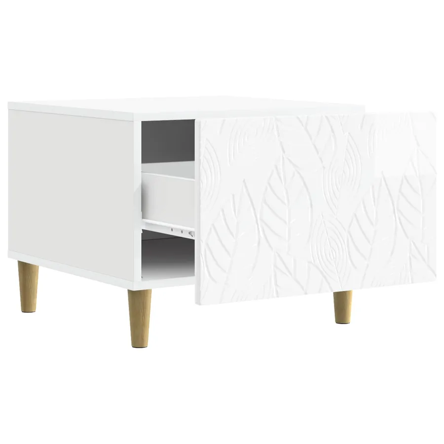 Table basse Blanc brillant 50 x 49 x 40 cm Bois d'ingénierie - 3