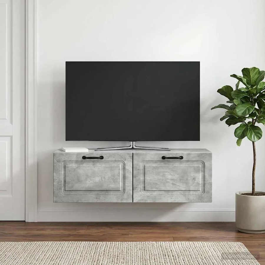 Meuble TV mural Gris béton 98 x 31 x 30 cm Bois d'ingénierie