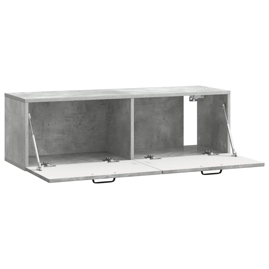 Meuble TV mural Gris béton 98 x 31 x 30 cm Bois d'ingénierie - 5