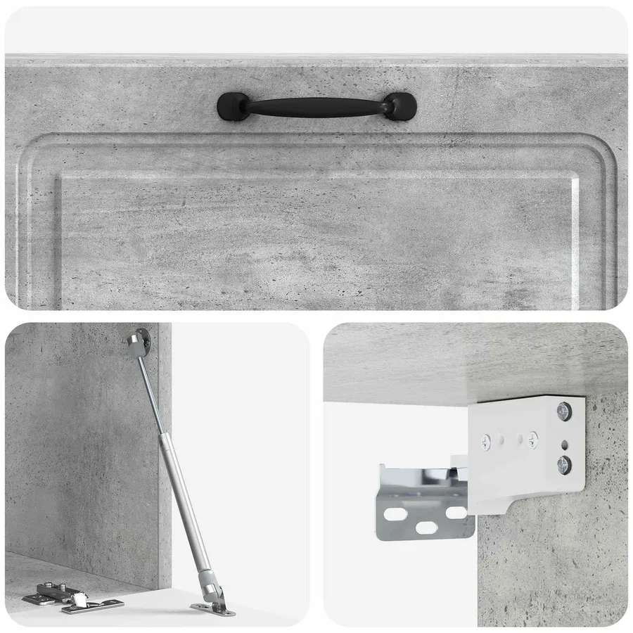 Meuble TV mural Gris béton 98 x 31 x 30 cm Bois d'ingénierie - 9