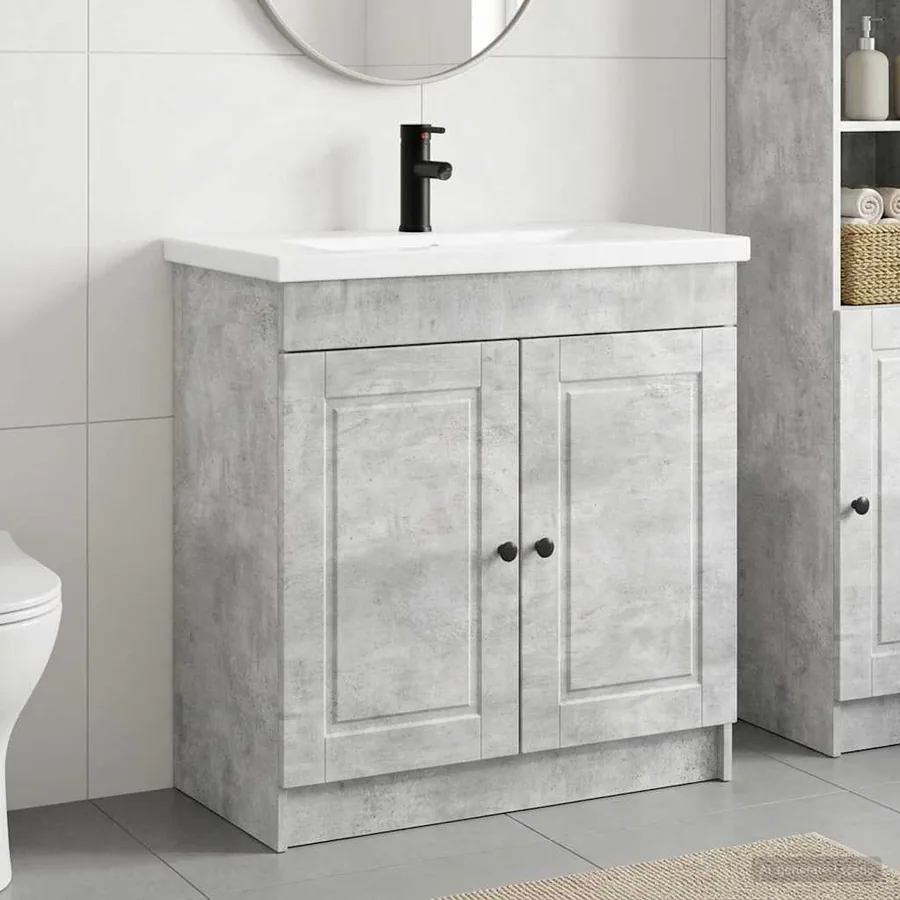 Ensemble de mobilier de salle de bain Gris béton