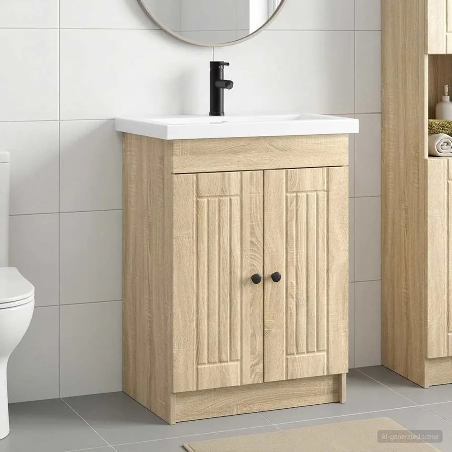 Ensemble de mobilier de salle de bain Chêne Sonoma