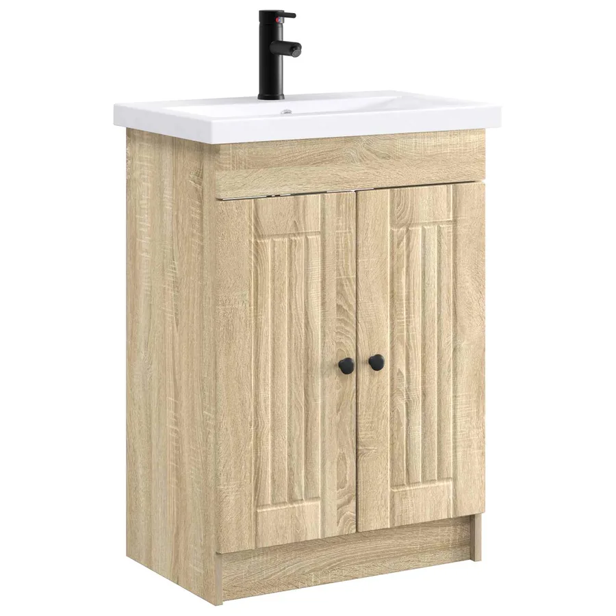 Ensemble de mobilier de salle de bain Chêne Sonoma - 2