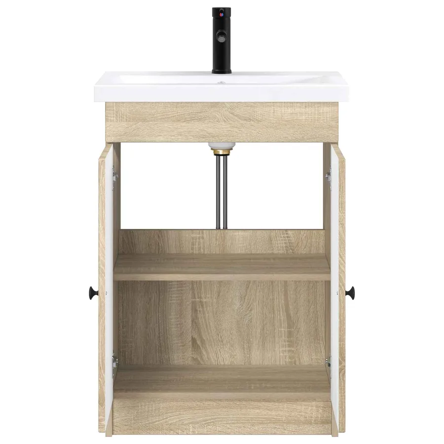 Ensemble de mobilier de salle de bain Chêne Sonoma - 3