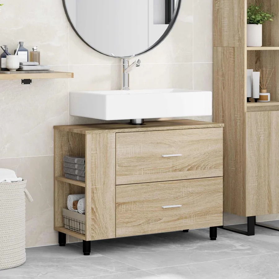 Unité de vanité de salle de bain Chêne Sonoma 80 x 35 x 60 cm