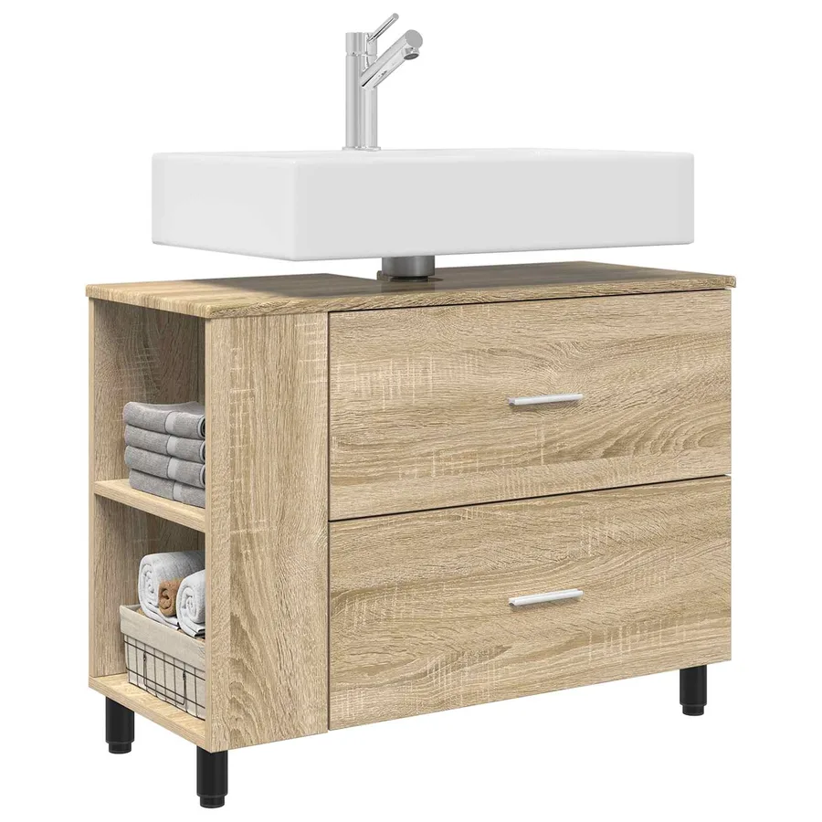 Unité de vanité de salle de bain Chêne Sonoma 80 x 35 x 60 cm - 3