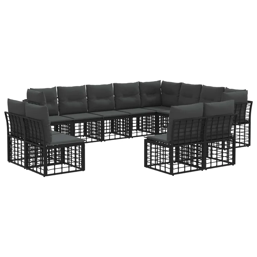 Ensemble de canapés d'extérieur Noir et Gris foncé Polyester - 2