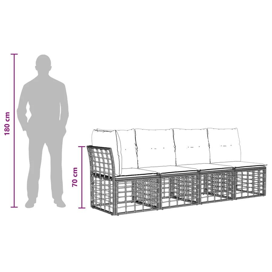 Ensemble de canapés d'extérieur Noir et Gris foncé Polyester - 7