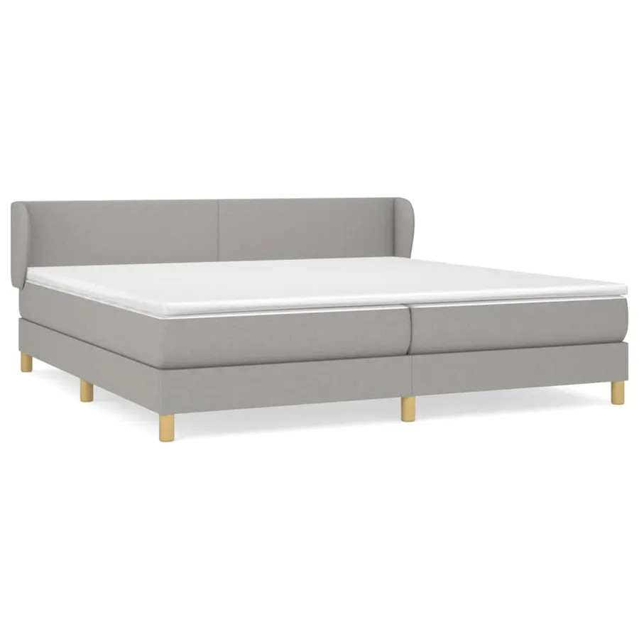 Sommier à lattes de lit avec matelas Gris clair 200x200cm Tissu - 2
