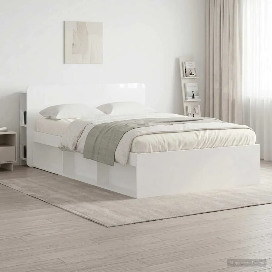 Cabinet de Tête de Lit avec stockage Blanc Bois d'ingénierie