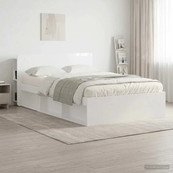 Cabinet de Tête de Lit avec stockage Blanc Bois d'ingénierie