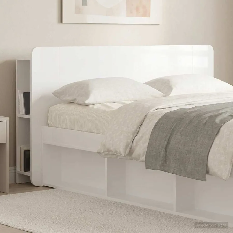 Cabinet de Tête de Lit avec stockage Blanc Bois d'ingénierie - 4