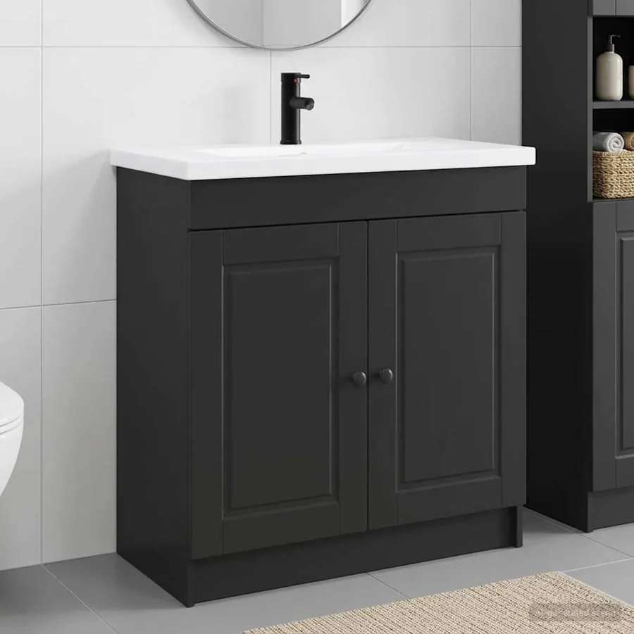 Ensemble de mobilier de salle de bain Noir 78,5 x 37,5 x 81 cm