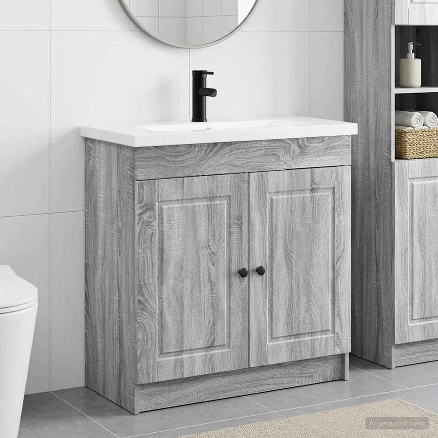 Ensemble de mobilier de salle de bain Sonoma gris