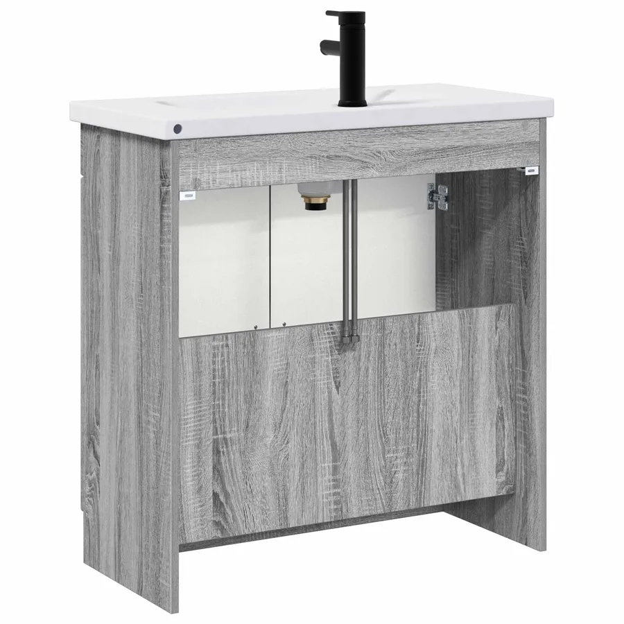 Ensemble de mobilier de salle de bain Sonoma gris - 7