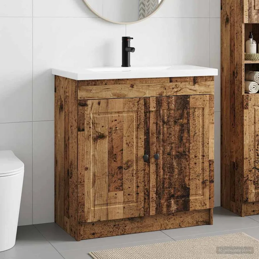 Ensemble de mobilier de salle de bain Bois ancien