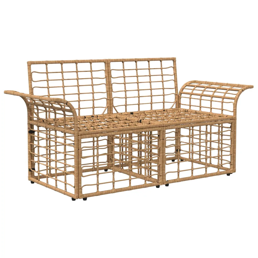 Loveseat d'extérieur 2 pcs Blanc Naturel et Crème polyrotin - 3