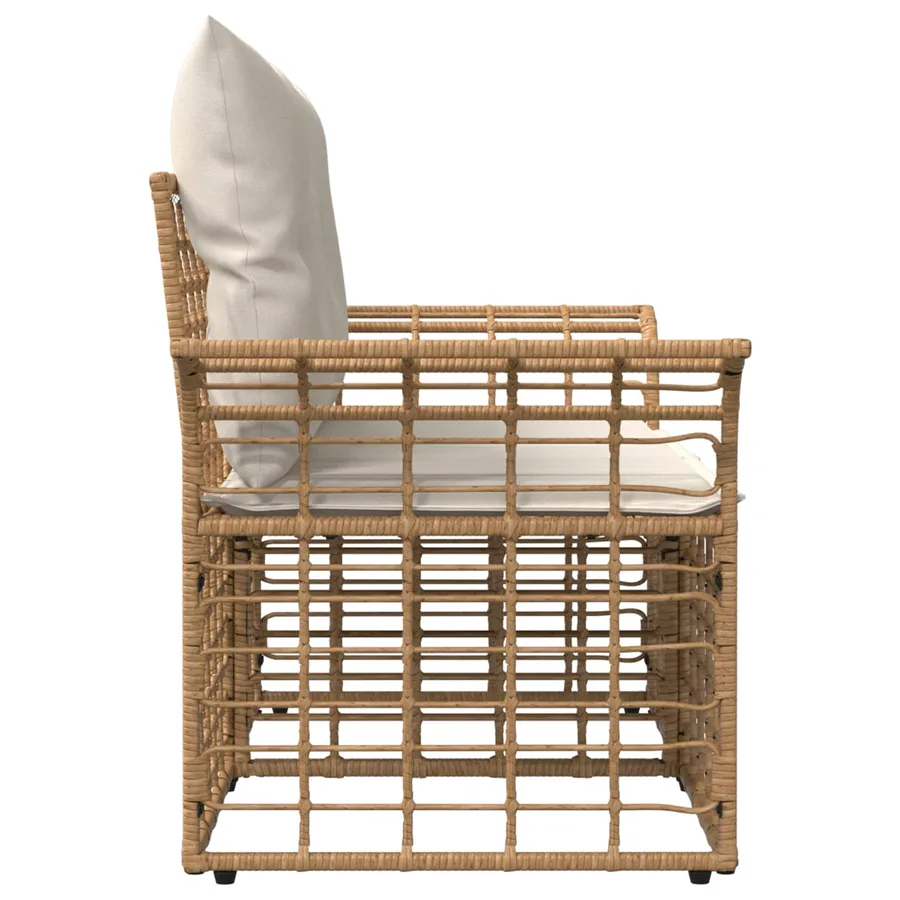 Loveseat d'extérieur 2 pcs Blanc Naturel et Crème polyrotin - 5