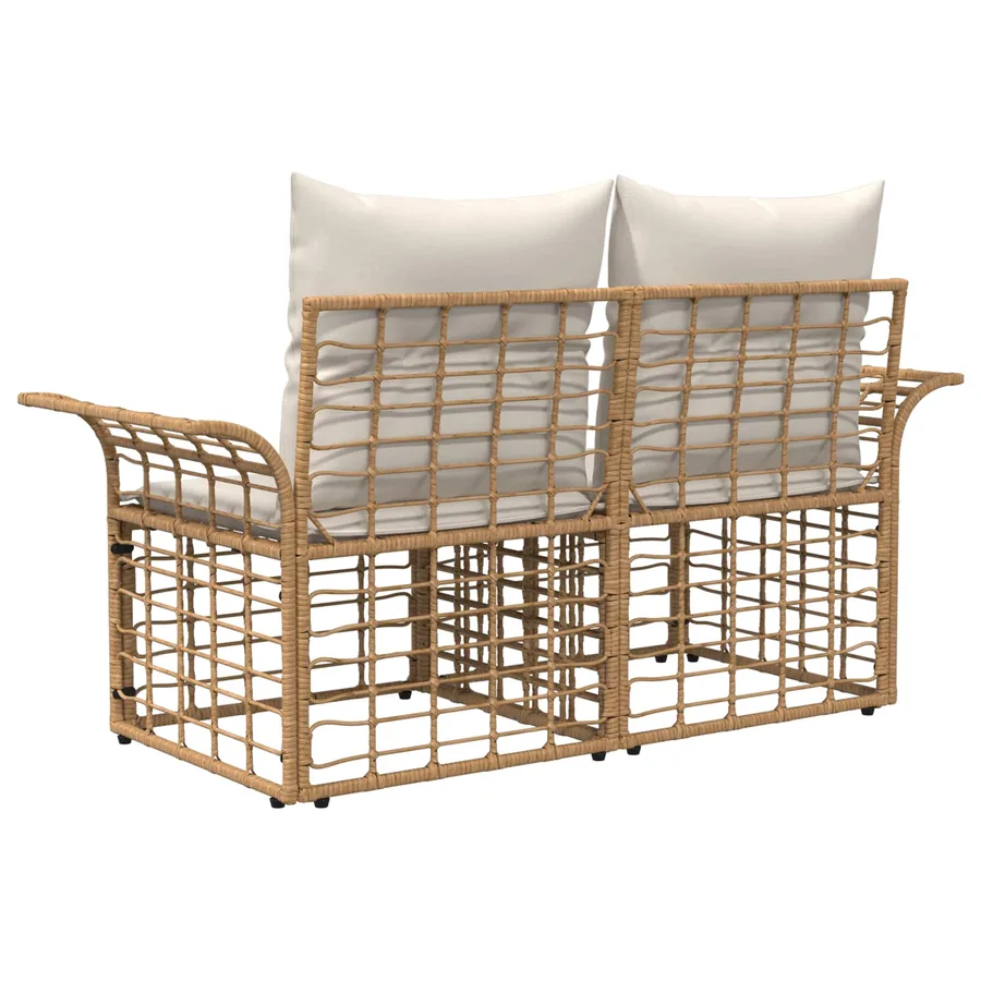 Loveseat d'extérieur 2 pcs Blanc Naturel et Crème polyrotin - 6