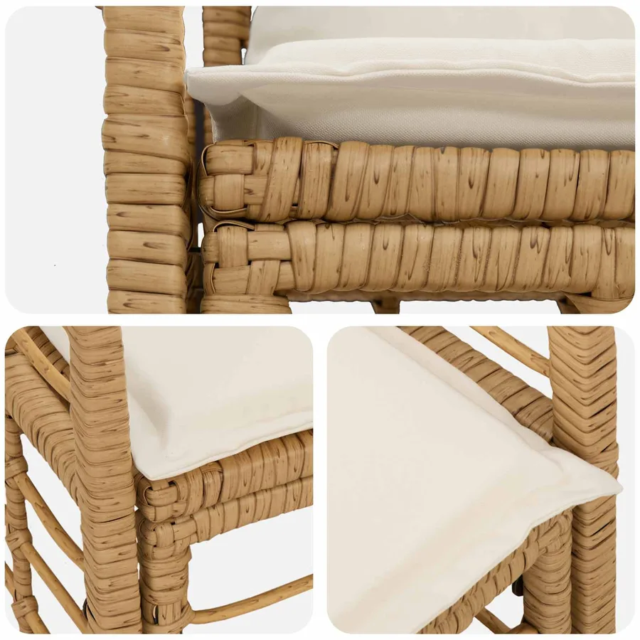 Loveseat d'extérieur 2 pcs Blanc Naturel et Crème polyrotin - 7