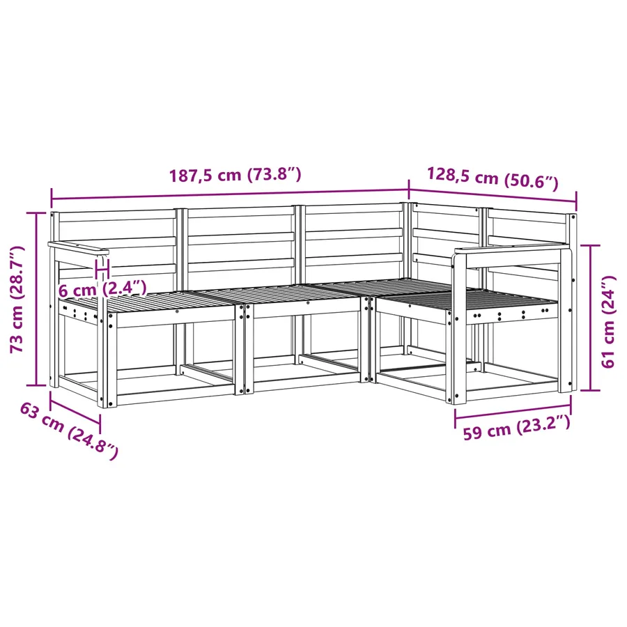 Ensemble de canapés d'extérieur 4 pcs Naturel - 9