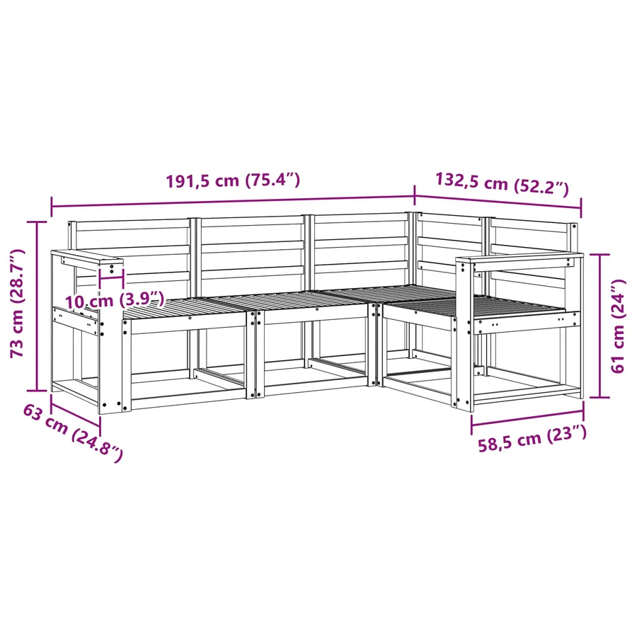 Ensemble de canapés d'extérieur 4 pcs Naturel - 7