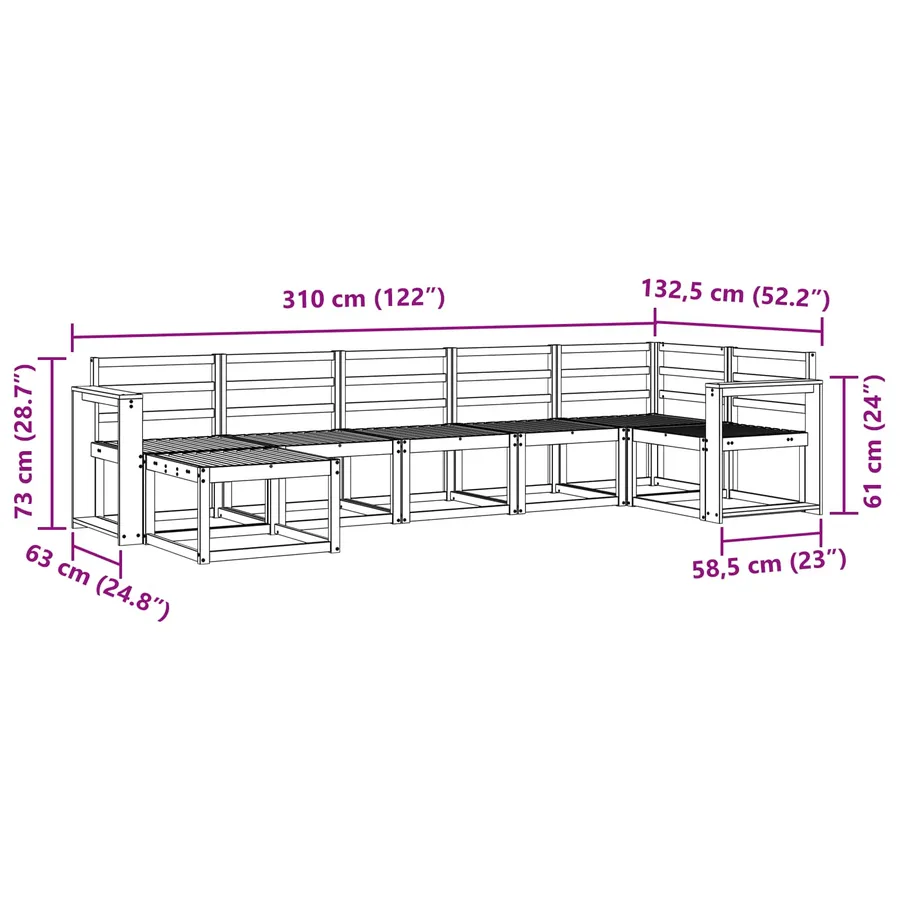 Ensemble de canapés d'extérieur 7 pcs Naturel - 10