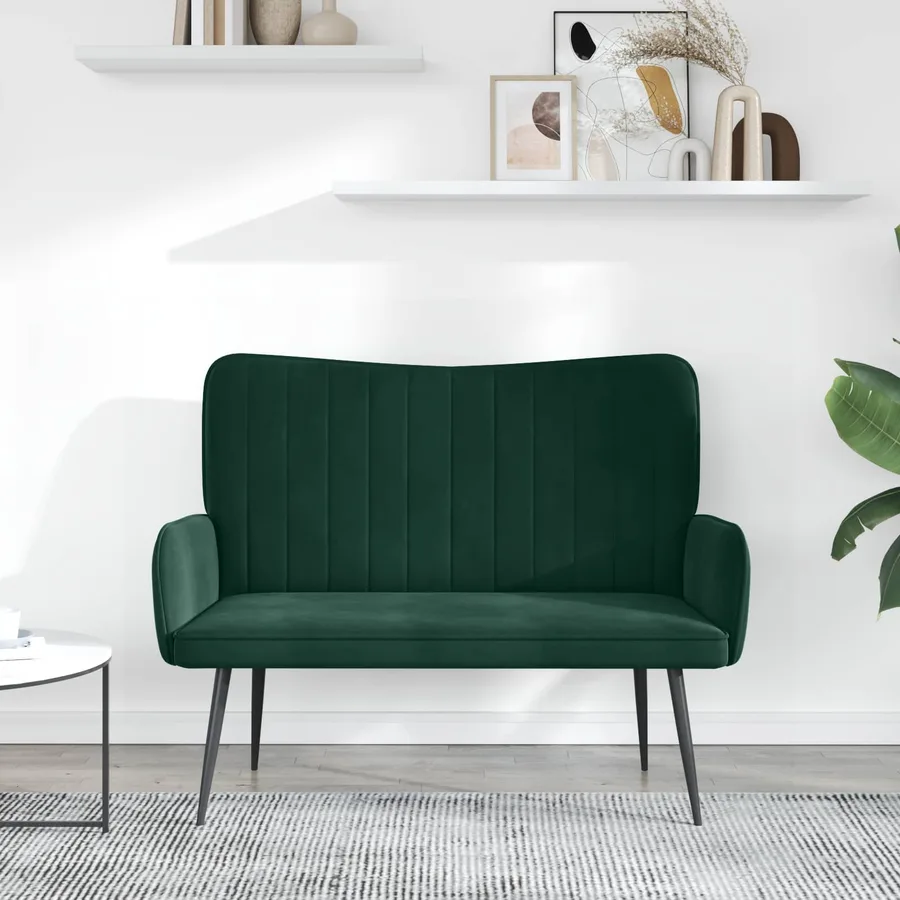 Sofa 2 places Vert foncé 115 x 61 x 87 cm Velours - 3
