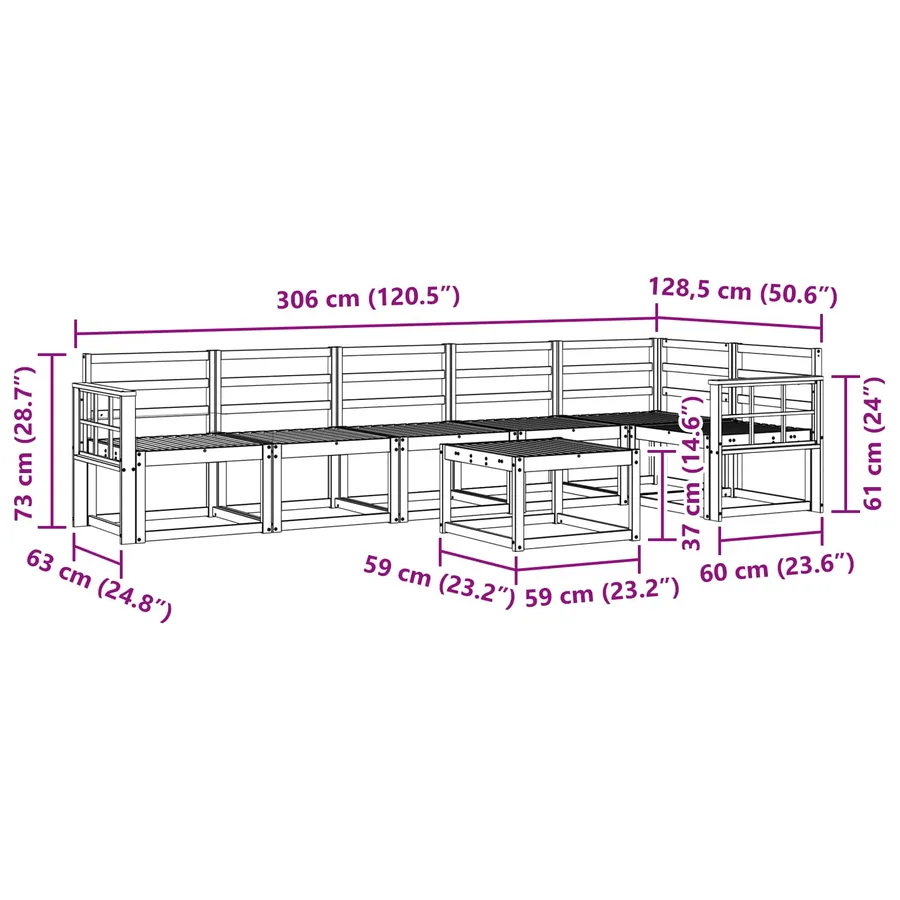 Ensemble de canapés d'extérieur 7 pcs Naturel - 11