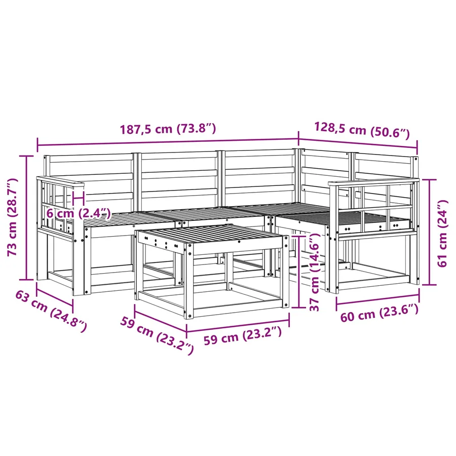 Ensemble de canapés d'extérieur 5 pcs Naturel - 8