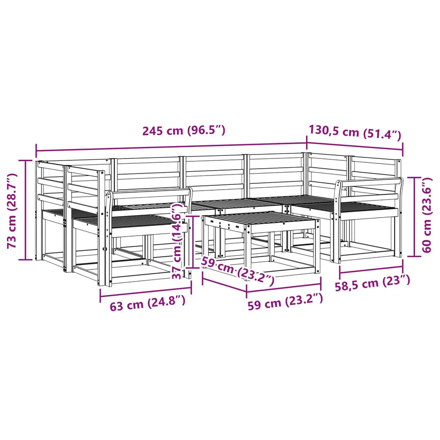 Ensemble de canapés d'extérieur 7 pcs Naturel - 8