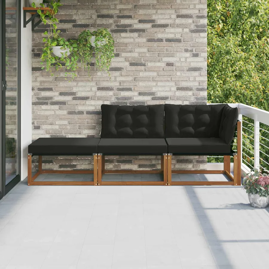 Unités de sofa sectionnel d'extérieur 3 Pièce Naturel