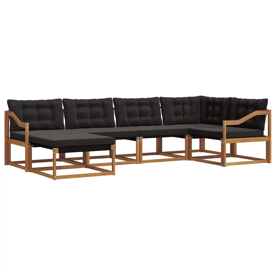 Ensemble de canapés d'extérieur 6 pcs Naturel et Noir - 2