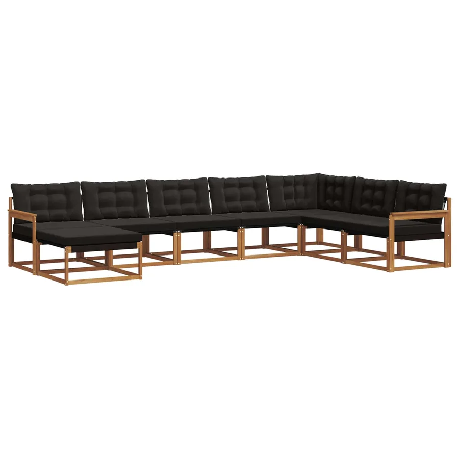 Ensemble de canapés d'extérieur 8 pcs Naturel et Noir - 2