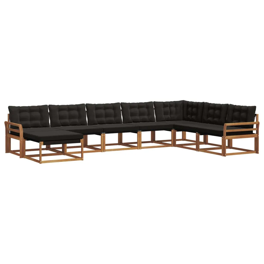 Ensemble de canapés d'extérieur 8 pcs Naturel et Noir - 2