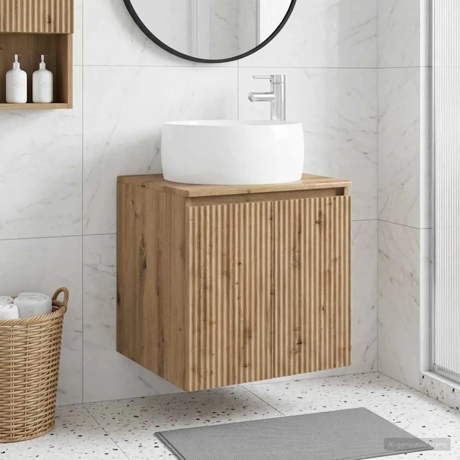 Vanité de lavabo mural Chêne artisanal 49,5 x 44,5 x 66 cm