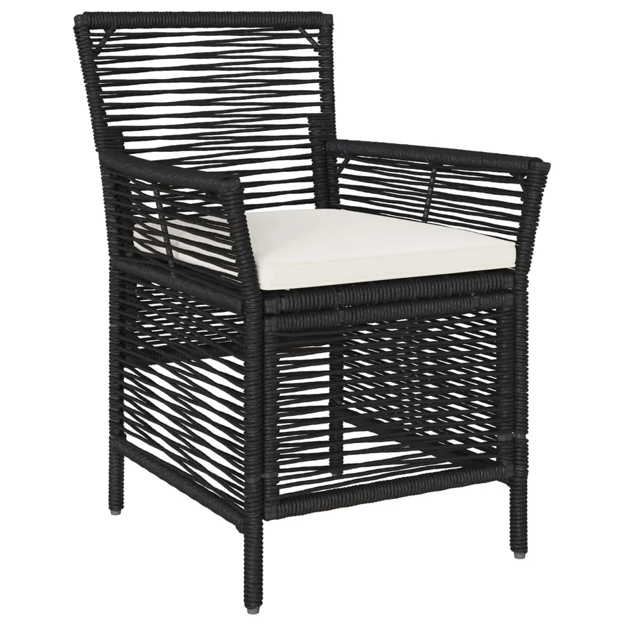 Chaise d'Extérieur avec coussin 4 pcs Noir et Crème polyrotin - 3