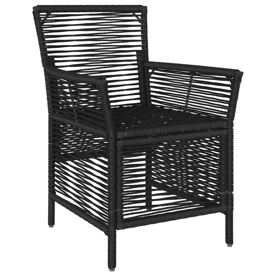 Chaise d'Extérieur avec coussin 4 pcs Noir et Crème polyrotin - 4