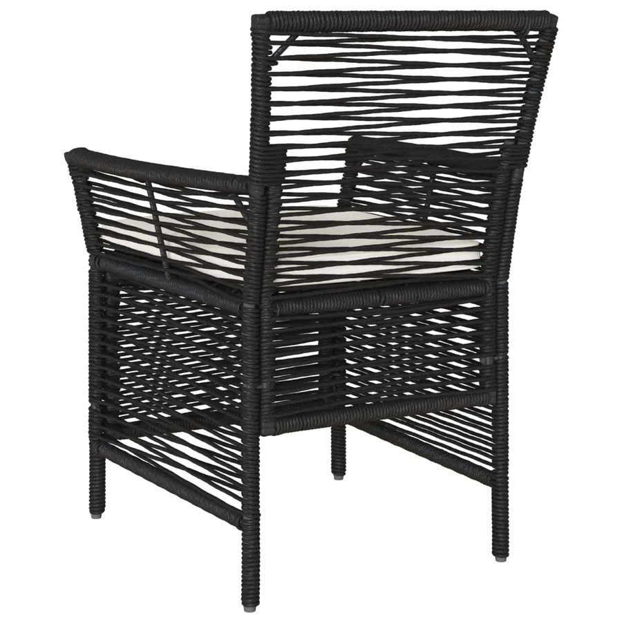 Chaise d'Extérieur avec coussin 4 pcs Noir et Crème polyrotin - 7