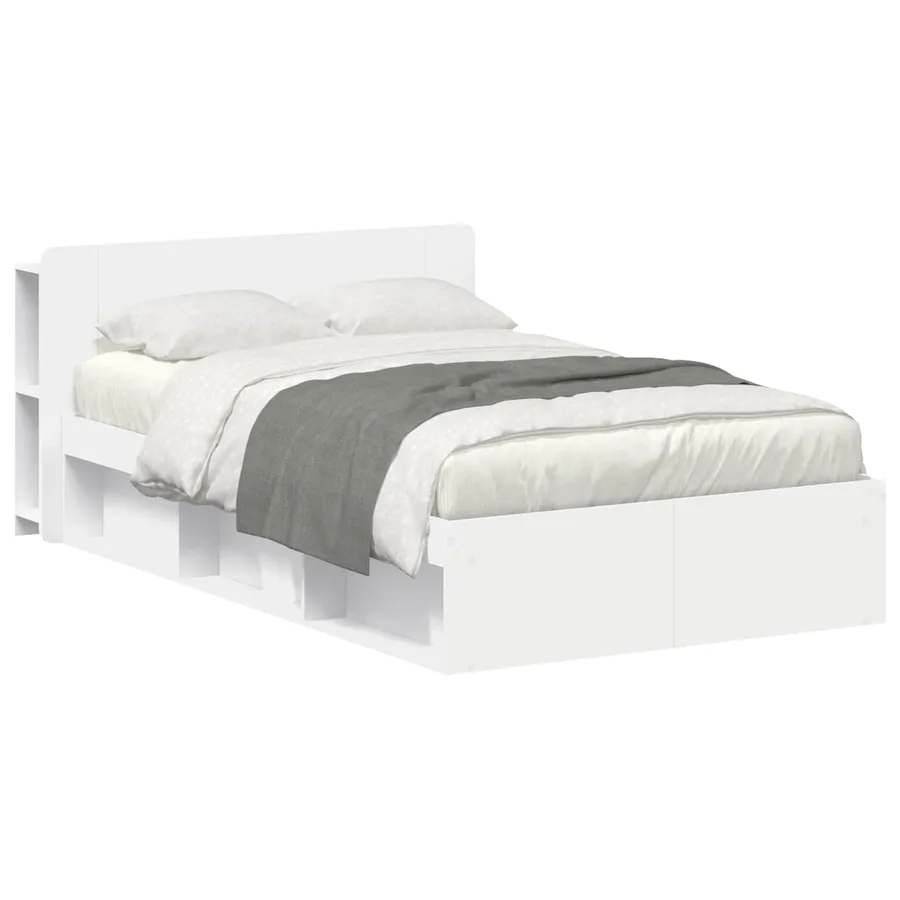 Cadre de lit avec rangement avec tête de lit Blanc 120 x 190 cm - 2