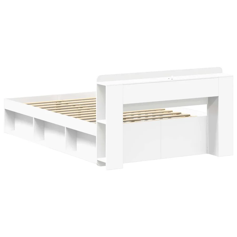 Cadre de lit avec rangement avec tête de lit Blanc 120 x 190 cm - 5