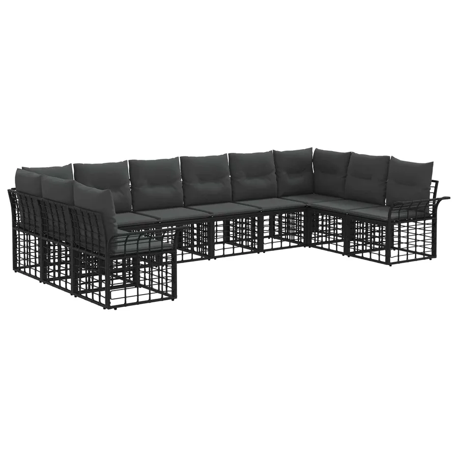 Ensemble de canapés d'extérieur 10 pcs Noir et Gris foncé - 2