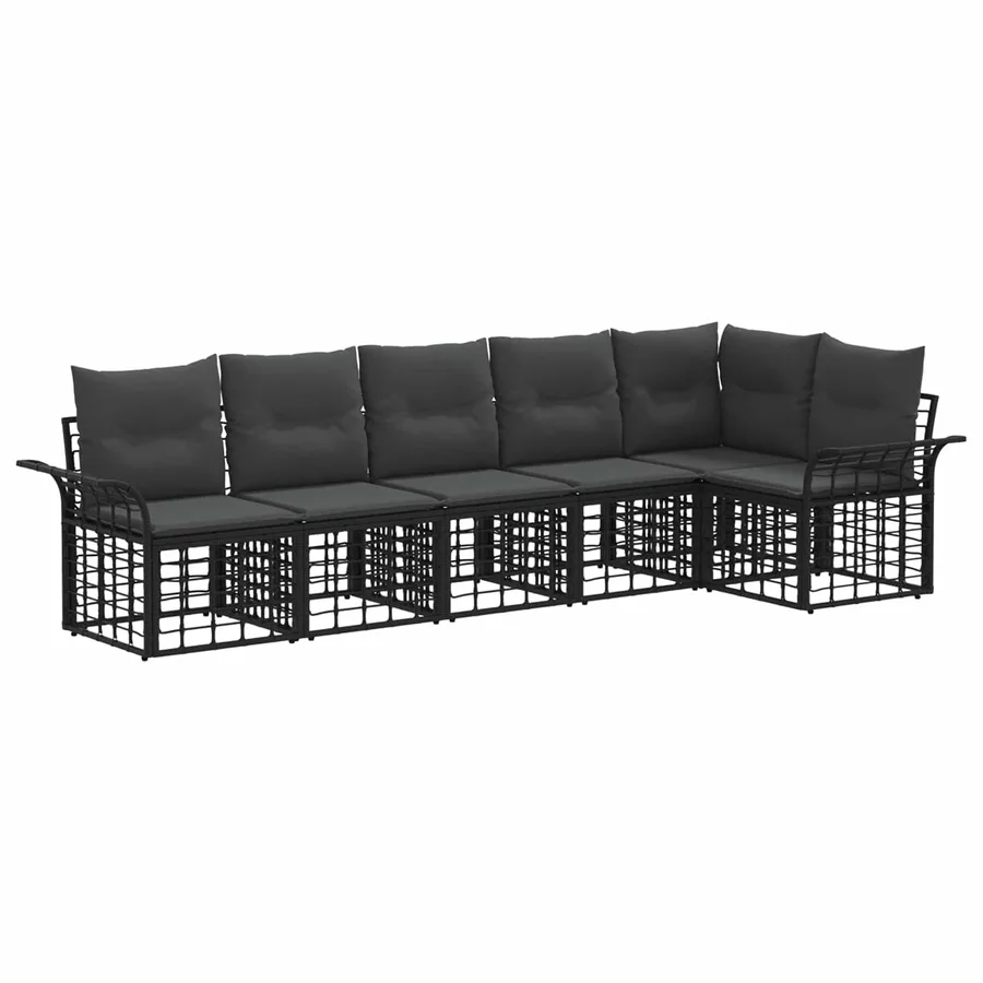Ensemble de canapés d'extérieur 6 pcs Noir et Gris foncé - 2