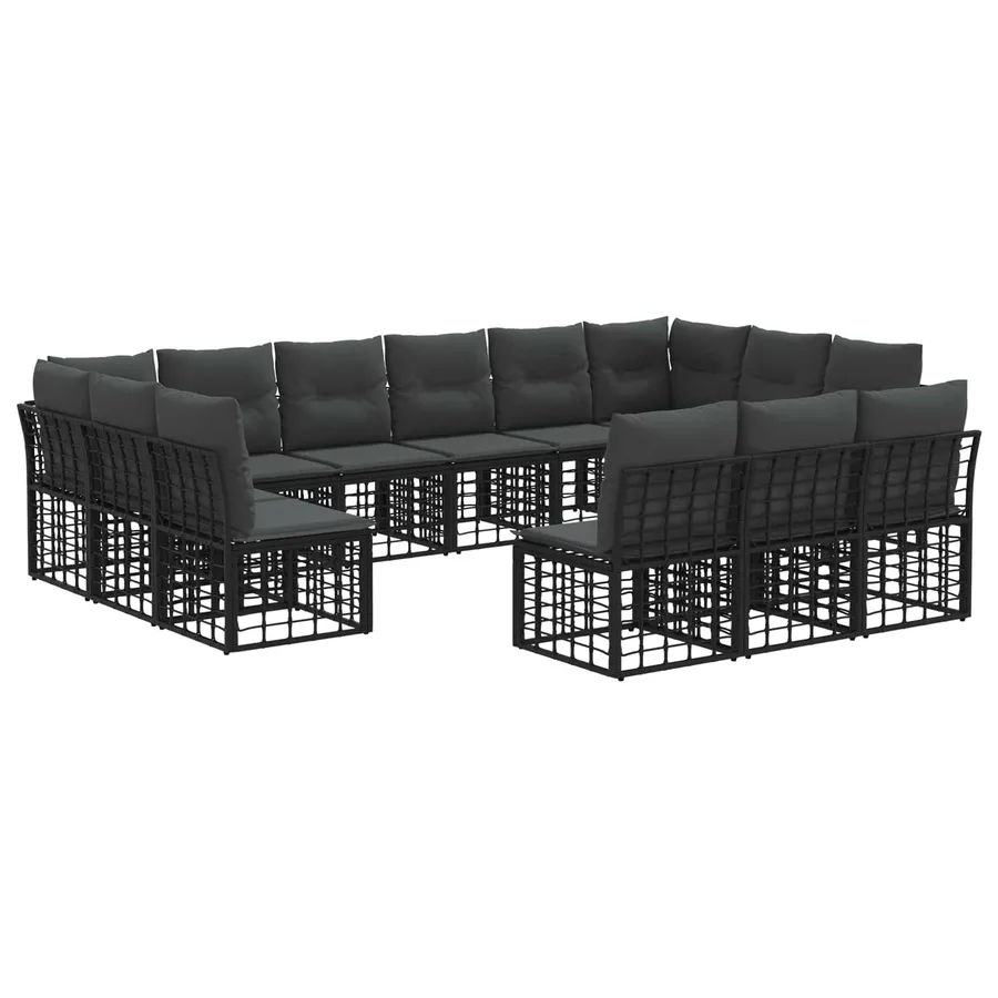 Ensemble de canapés d'extérieur Noir et Gris foncé Polyester - 2