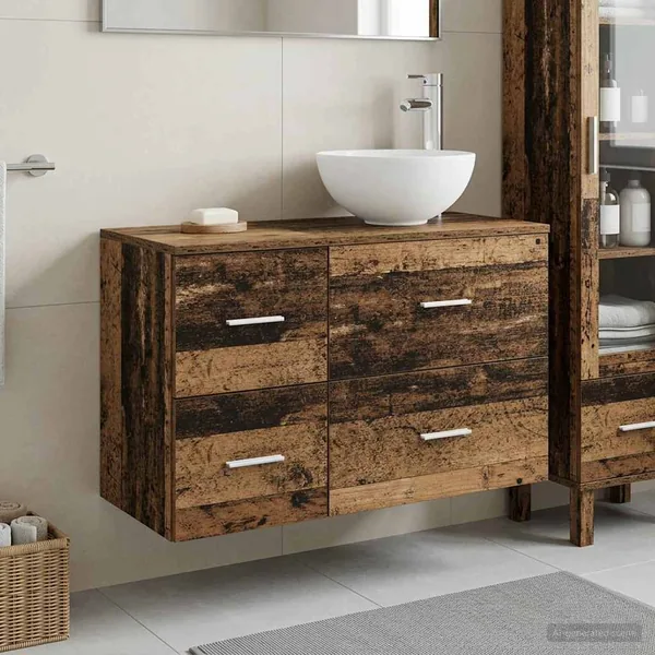 Ensemble de mobilier de salle de bain 2 pcs Bois ancien